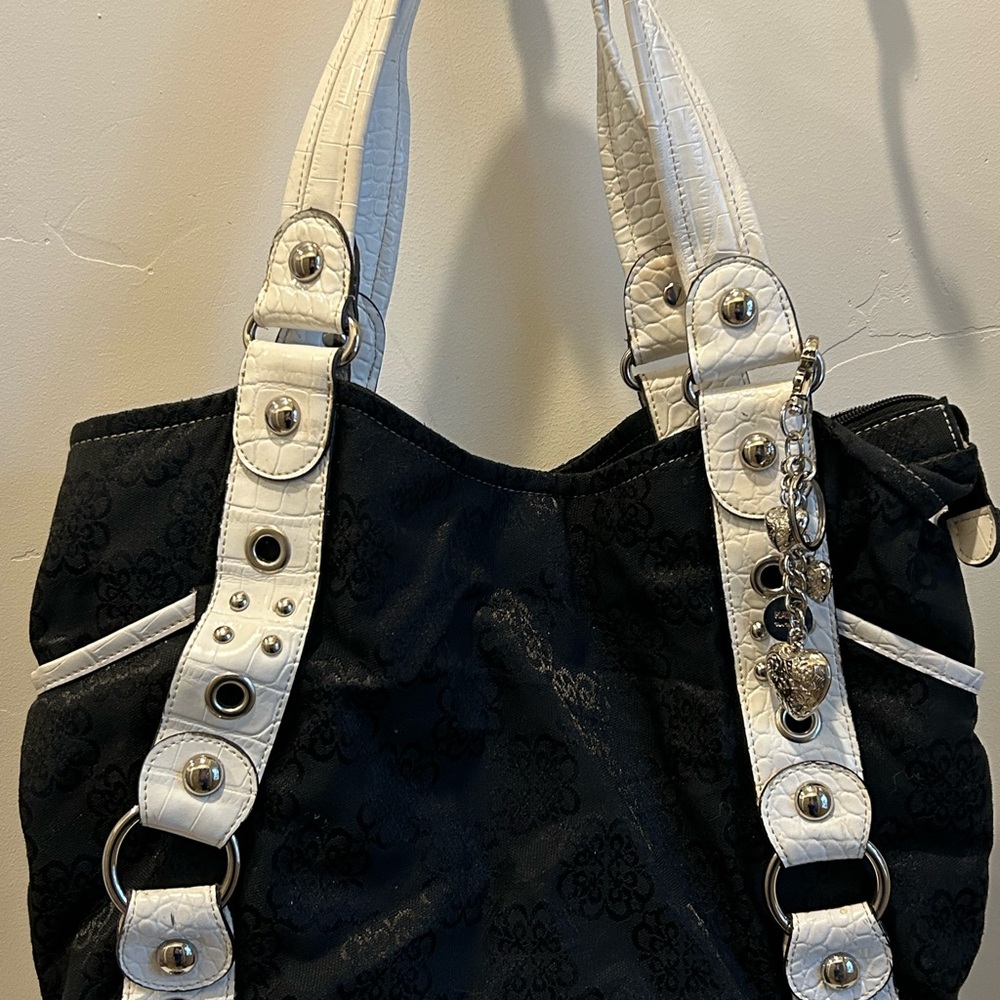 Kathy Van Zeeland Black and White Satchel